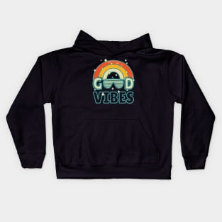 Good Vibes | Retro | Rainbow | 70s | Sunglasses Kids Hoodie